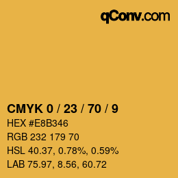 Farbcode: CMYK 0 / 23 / 70 / 9 | qconv.com