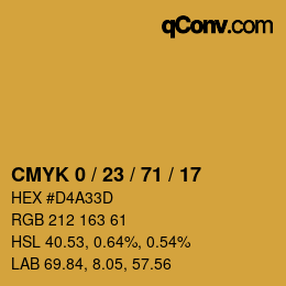Color code: CMYK 0 / 23 / 71 / 17 | qconv.com