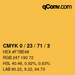 Color code: CMYK 0 / 23 / 71 / 3 | qconv.com