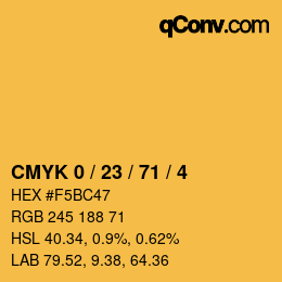 Color code: CMYK 0 / 23 / 71 / 4 | qconv.com