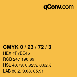 Color code: CMYK 0 / 23 / 72 / 3 | qconv.com