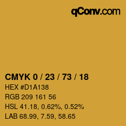 Farbcode: CMYK 0 / 23 / 73 / 18 | qconv.com