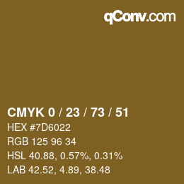 Color code: CMYK 0 / 23 / 73 / 51 | qconv.com