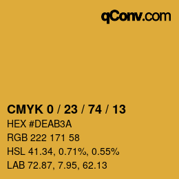 Farbcode: CMYK 0 / 23 / 74 / 13 | qconv.com