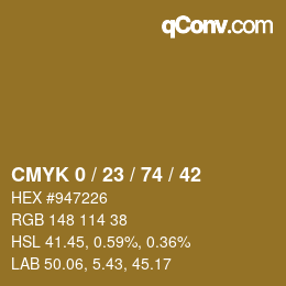 Color code: CMYK 0 / 23 / 74 / 42 | qconv.com