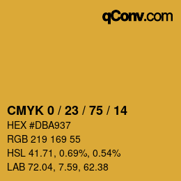 カラーコード: CMYK 0 / 23 / 75 / 14 | qconv.com