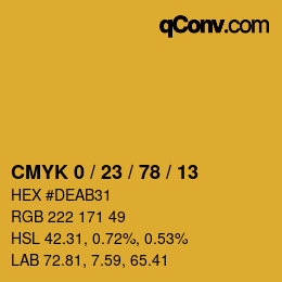 カラーコード: CMYK 0 / 23 / 78 / 13 | qconv.com