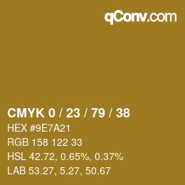 カラーコード: CMYK 0 / 23 / 79 / 38 | qconv.com