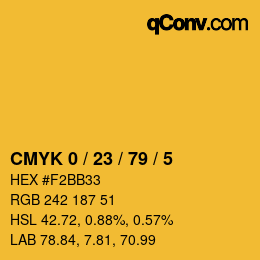 Color code: CMYK 0 / 23 / 79 / 5 | qconv.com