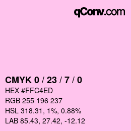 カラーコード: CMYK 0 / 23 / 7 / 0 | qconv.com