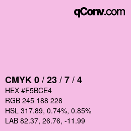 カラーコード: CMYK 0 / 23 / 7 / 4 | qconv.com