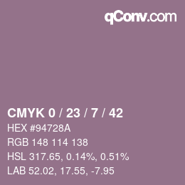 Color code: CMYK 0 / 23 / 7 / 42 | qconv.com