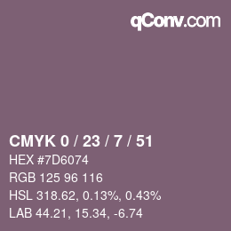 カラーコード: CMYK 0 / 23 / 7 / 51 | qconv.com