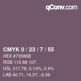 カラーコード: CMYK 0 / 23 / 7 / 55 | qconv.com