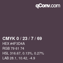 Color code: CMYK 0 / 23 / 7 / 69 | qconv.com