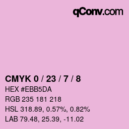 カラーコード: CMYK 0 / 23 / 7 / 8 | qconv.com