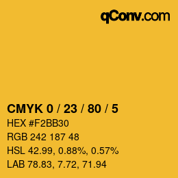 Color code: CMYK 0 / 23 / 80 / 5 | qconv.com