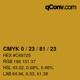 カラーコード: CMYK 0 / 23 / 81 / 23 | qconv.com