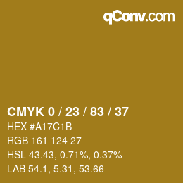 カラーコード: CMYK 0 / 23 / 83 / 37 | qconv.com