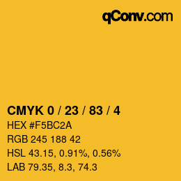 カラーコード: CMYK 0 / 23 / 83 / 4 | qconv.com