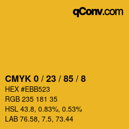 カラーコード: CMYK 0 / 23 / 85 / 8 | qconv.com