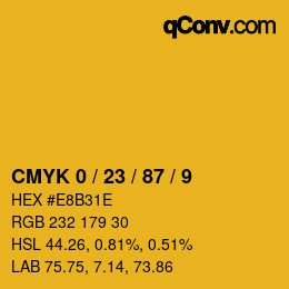カラーコード: CMYK 0 / 23 / 87 / 9 | qconv.com
