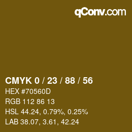 颜色代码: CMYK 0 / 23 / 88 / 56 | qconv.com