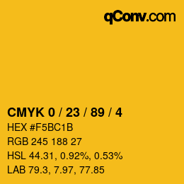 Color code: CMYK 0 / 23 / 89 / 4 | qconv.com