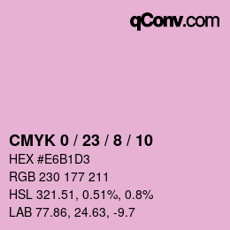 カラーコード: CMYK 0 / 23 / 8 / 10 | qconv.com