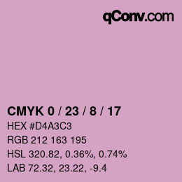 カラーコード: CMYK 0 / 23 / 8 / 17 | qconv.com