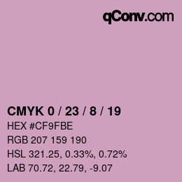 カラーコード: CMYK 0 / 23 / 8 / 19 | qconv.com