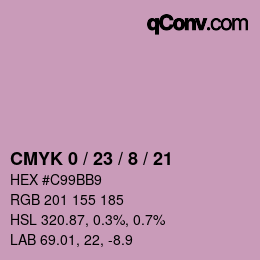 Farbcode: CMYK 0 / 23 / 8 / 21 | qconv.com
