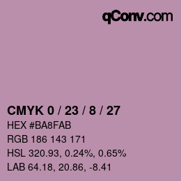 カラーコード: CMYK 0 / 23 / 8 / 27 | qconv.com