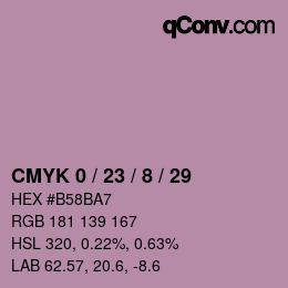 カラーコード: CMYK 0 / 23 / 8 / 29 | qconv.com