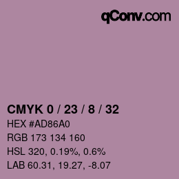 カラーコード: CMYK 0 / 23 / 8 / 32 | qconv.com