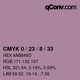 カラーコード: CMYK 0 / 23 / 8 / 33 | qconv.com