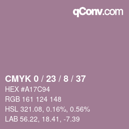 Farbcode: CMYK 0 / 23 / 8 / 37 | qconv.com