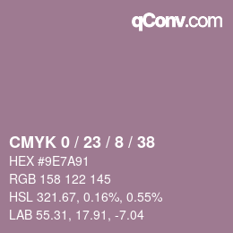 カラーコード: CMYK 0 / 23 / 8 / 38 | qconv.com