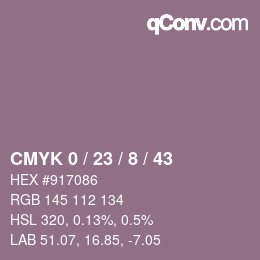 カラーコード: CMYK 0 / 23 / 8 / 43 | qconv.com