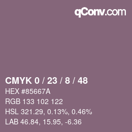 カラーコード: CMYK 0 / 23 / 8 / 48 | qconv.com