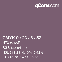 Color code: CMYK 0 / 23 / 8 / 52 | qconv.com