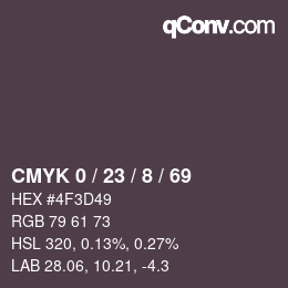 Color code: CMYK 0 / 23 / 8 / 69 | qconv.com