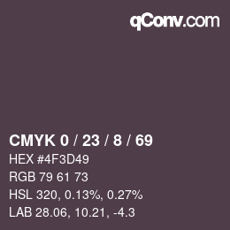 カラーコード: CMYK 0 / 23 / 8 / 69 | qconv.com