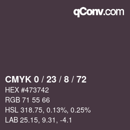 Color code: CMYK 0 / 23 / 8 / 72 | qconv.com