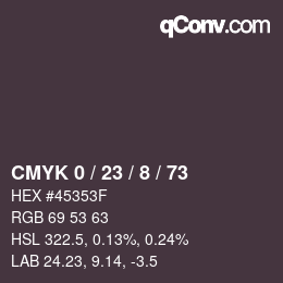 カラーコード: CMYK 0 / 23 / 8 / 73 | qconv.com