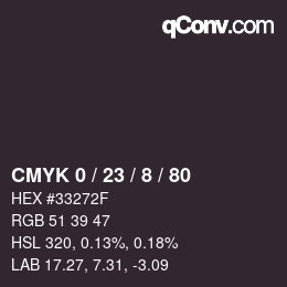 カラーコード: CMYK 0 / 23 / 8 / 80 | qconv.com