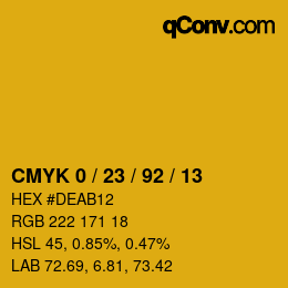 Color code: CMYK 0 / 23 / 92 / 13 | qconv.com