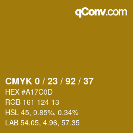 Color code: CMYK 0 / 23 / 92 / 37 | qconv.com