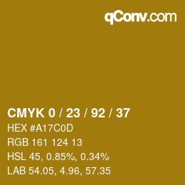 Color code: CMYK 0 / 23 / 92 / 37 | qconv.com