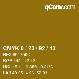 Color code: CMYK 0 / 23 / 92 / 43 | qconv.com